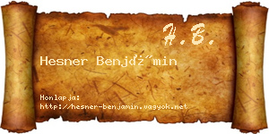 Hesner Benjámin névjegykártya